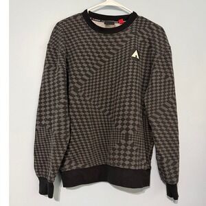 Airwalk Men's XS Diamond Print Crewneck‎ Sweatshirt Gray Black Skatewear